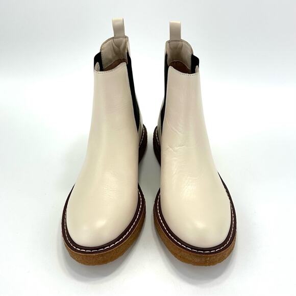 J. Crew Off White Chelsea Boots Size 7 Genuine Leather Flat Platform Booties New - Picture 4 of 13